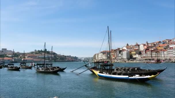 Oporto Portugal 2023 Vista Turística Sobre Hermoso Casco Antiguo Oporto — Vídeo de stock