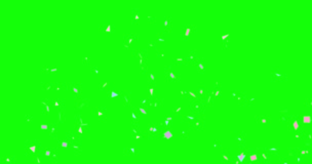 Konfetti Animasjon Isolert Grønn Bakgrunn Festlig Fargerik Animasjon Med Konfetti – stockvideo