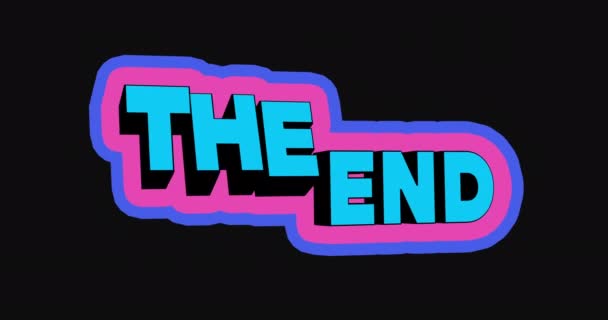 Konec Černém Pozadí Filmové Závěrečné Titulky Jasná Animace Textu Konec — Stock video