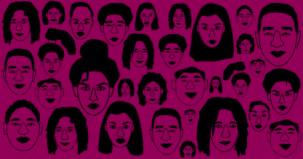 Black History Month Concept Portraits Abstract People Appear Pink Purple — Stockvideo