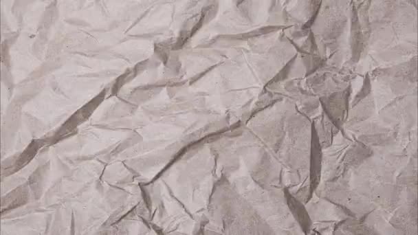 Vidéo Vue Dessus Papier Texturé Ridé Brown Papier Froissé Recyclé — Video
