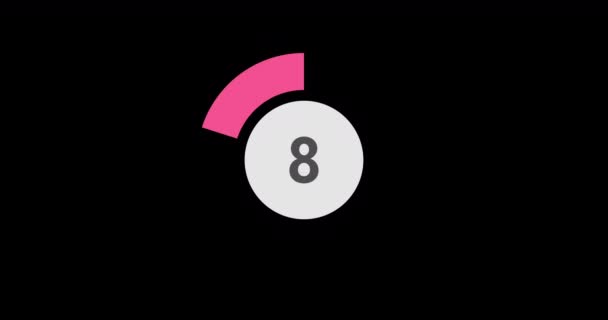 Countdown Timer Seconds Realtime Modern Flat Design Countdown Animation Black — Αρχείο Βίντεο