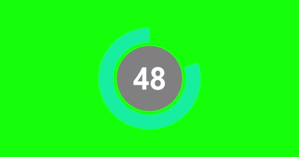 カウントダウンタイマーは60秒から0秒のリアルタイム 緑の背景にカウントダウンアニメーションの近代的なフラットデザイン 4K解像度 — ストック動画