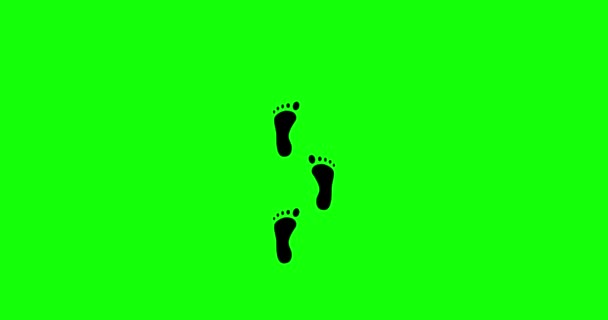 脚装载机循环动画 4K分辨率动画 人类的脚印在绿色屏幕上走着动画 脚步声标志或图标动画 — 图库视频影像