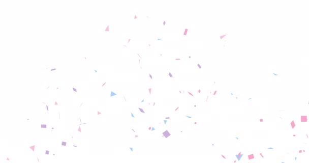 Confetti Animatie Geïsoleerd Witte Achtergrond Feestelijke Vakantie Kleurrijke Animatie Met — Stockvideo