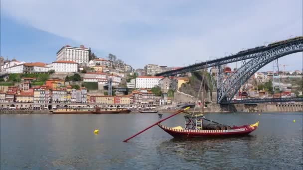 Porto Portugalia 2023 Turystyczny Widok Piękne Stare Miasto Porto Rzekę — Wideo stockowe