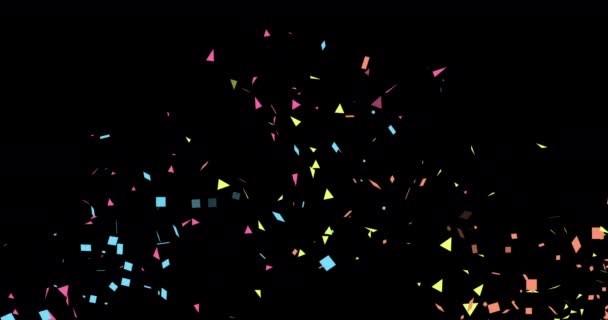 Confetti Animation Isolated Black Background Festive Holiday Colorful Animation Confetti — Stock Video