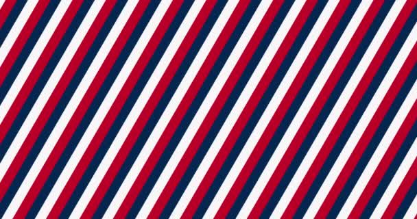 无缝圈抽象条纹动画在红色 蓝色和白色的颜色 4K分辨率 法国国旗色线条擦拭过渡运动设计 — 图库视频影像