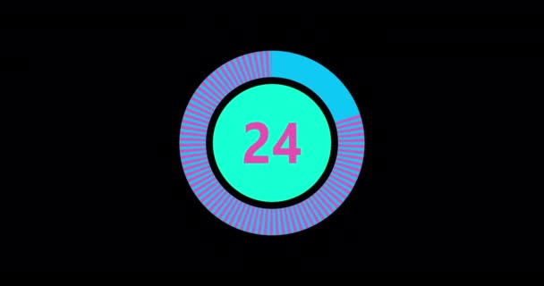 Countdown Timer Seconds Realtime Modern Flat Design Countdown Animation Black — ストック動画