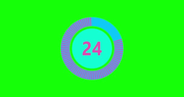 Countdown Timer Seconds Realtime Modern Flat Design Countdown Animation Green — Vídeo de stock