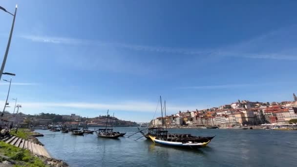 Porto Portugalia 2023 Timelapse Touristic View Beautiful Old Town Porto — Wideo stockowe