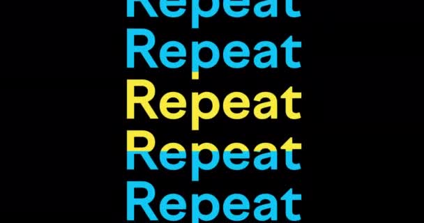Azul Amarillo Texto Repetido Animado Sobre Fondo Negro Repetición Palabras — Vídeos de Stock
