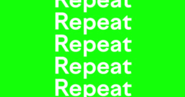 Texto Blanco Repetición Animada Sobre Fondo Verde Repetición Palabras Bucle — Vídeos de Stock