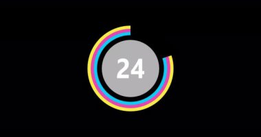 Countdown timer from 30 to 0 seconds realtime. Modern flat design of countdown animation on black background. 4K resolution.