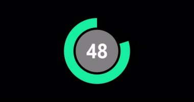 Countdown timer from 60 to 0 seconds realtime. Modern flat design of countdown animation on black background. 4K resolution.