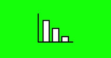 Yeşil arkaplanda izole edilmiş basit çizim grafik simgesinin canlandırması. İş büyüme grafikleri 4K çözünürlük simgesi canlandırıldı.
