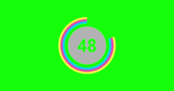 カウントダウンタイマーは60秒から0秒のリアルタイム 緑の背景にカウントダウンアニメーションの近代的なフラットデザイン 4K解像度 — ストック動画