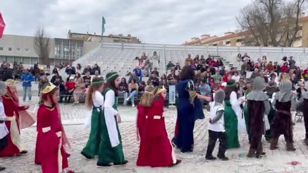 Estarreja Πορτογαλία 2023 Παραδοσιακό Χειμερινό Ετήσιο Παιδικό Καρναβάλι Estarreja Πορτογαλία — Αρχείο Βίντεο