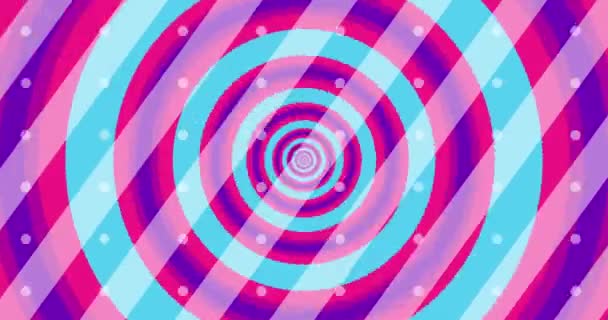 Flying Optical Illusion Circles Creating Abstract Tunnel Pink Blue Purple — Stock Video