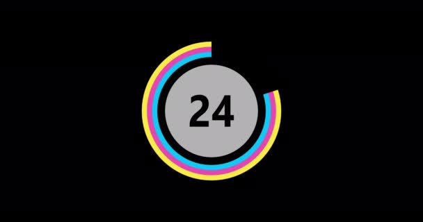 Countdown Timer Seconds Realtime Modern Flat Design Countdown Animation Black — стоковое видео
