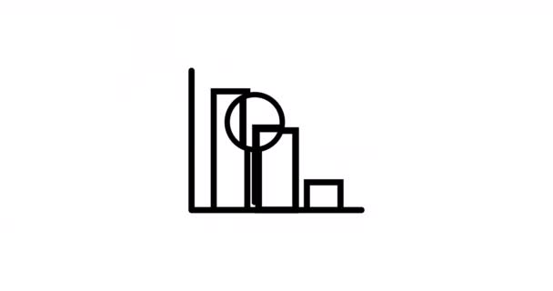 Анимация Простых Контуров Графика Икона Лупа Стекла Изолированы Белом Фоне — стоковое видео