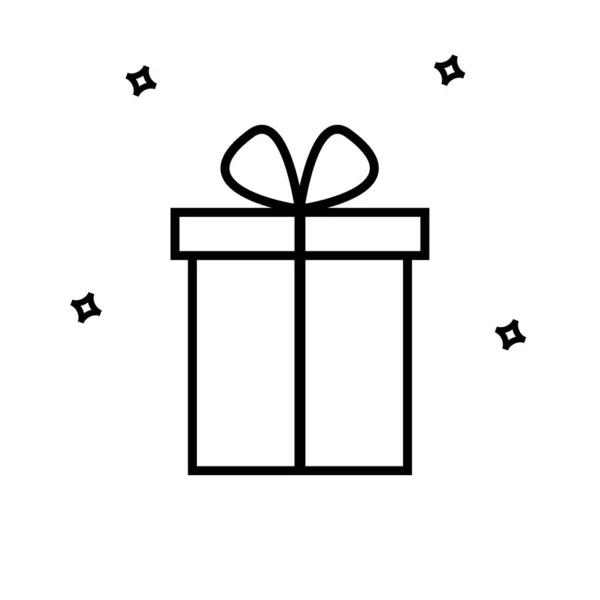 Απλό Κομψό Περίγραμμα Εικονίδιο Δώρο Σύμβολο Δώρων Διάνυσμα Σημάδι Απομονώνονται — Διανυσματικό Αρχείο