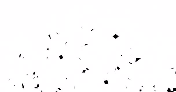 Анімація Чорної Конфеті Ізольована Білому Тлі Фестивальне Свято Кольорова Анімація — стокове відео
