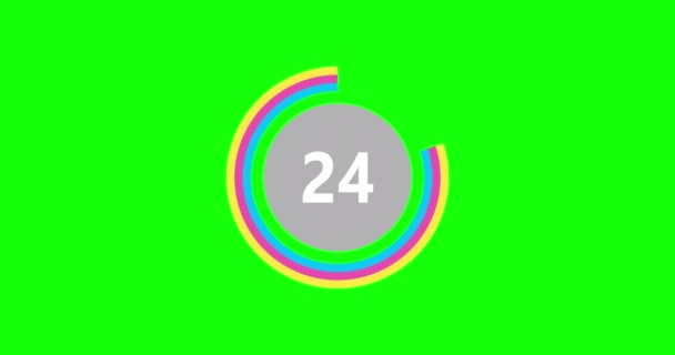 Countdown Timer Seconds Realtime Modern Flat Design Countdown Animation Green — 图库视频影像