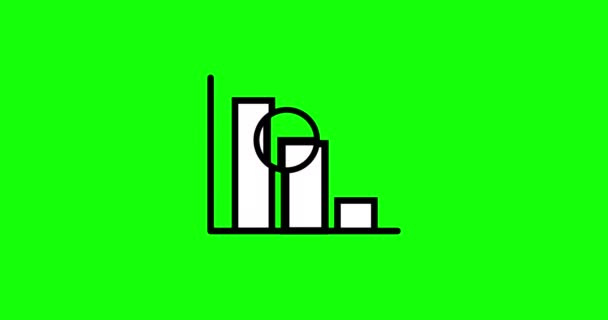 Animace Ikony Jednoduchého Obrysového Grafu Lupy Izolované Zeleném Pozadí Grafy — Stock video