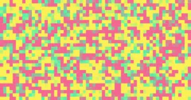 Canlandırılmış çok renkli piksel arkaplanı. 4K çözünürlüklü piksel hareket tasarımı geçişi. Piksel desen döngü canlandırması.