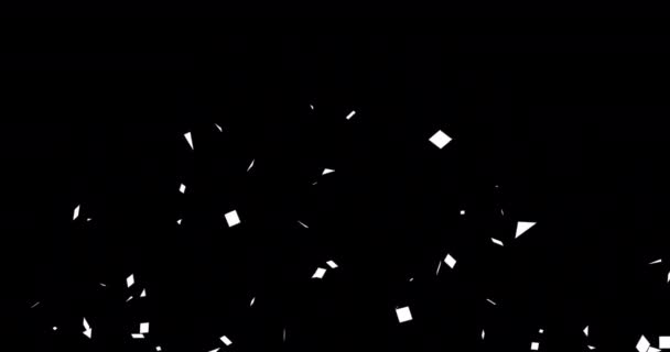 Біла Анімація Конфетті Ізольована Чорному Тлі Фестивальне Свято Кольорова Анімація — стокове відео