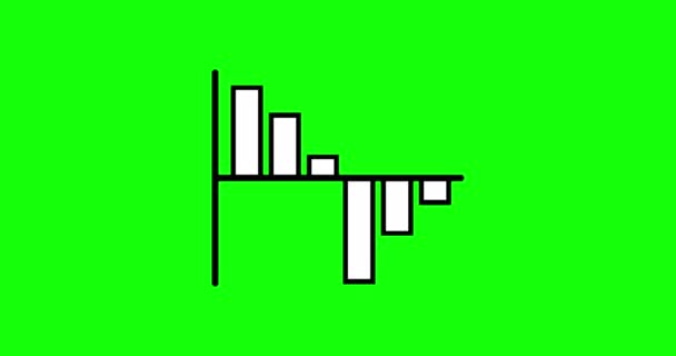 Animation Simple Outline Graph Icon Isolated Green Background Business Growth — Stock Video
