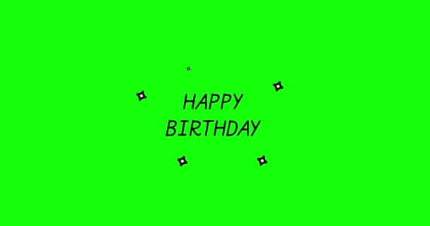 Grattis Födelsedagen Enkel Svart Och Vit Animation Isolerad Grön Bakgrund — Stockvideo