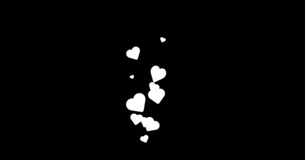 Social Media Live Style Κινούμενες Λευκές Καρδιές Απομονωμένες Μαύρο Φόντο — Αρχείο Βίντεο