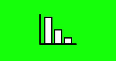 Yeşil arkaplanda izole edilmiş basit çizim grafik simgesinin canlandırması. İş büyüme grafikleri 4K çözünürlük simgesi canlandırıldı.