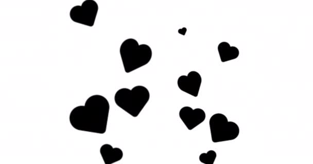 Соціальні Медіа Стиль Життя Анімовані Чорні Серця Ізольовані Білому Тлі — стокове відео