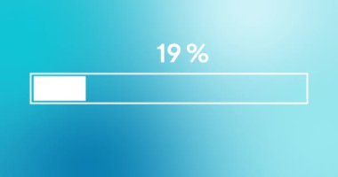 Basit beyaz ilerlemesi ya da yükleyici çubuk animasyonu. Yükleyici çubuğu 0 'dan 100' e gradyan mavi monokrom ters bulundu. 4K çözünürlük canlandırması.