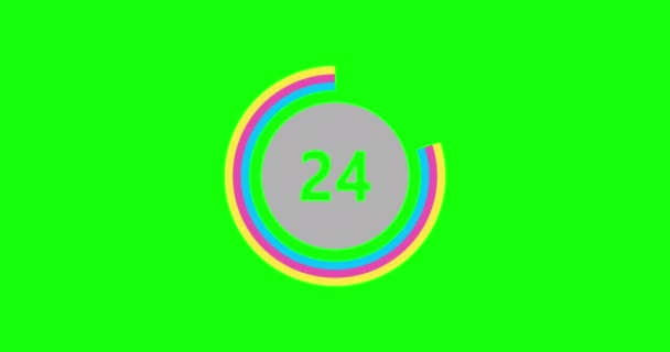 Countdown Timer Seconds Realtime Modern Flat Design Countdown Animation Green — Stockvideo