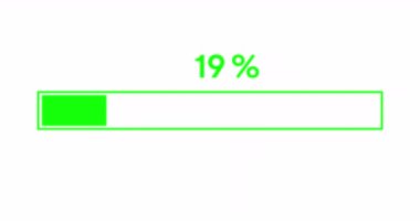 Basit kromakey süreci ya da yükleyici çubuk animasyonu. Beyaz arka planda 0 'dan 100' e kadar yükleme çubuğu var. 4K çözünürlük canlandırması