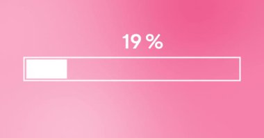 Basit beyaz ilerlemesi ya da yükleyici çubuk animasyonu. Yükleyici çubuğu 0 'dan 100' e kadar gradyan pembe monokrom ters bulundu. 4K çözünürlük canlandırması.