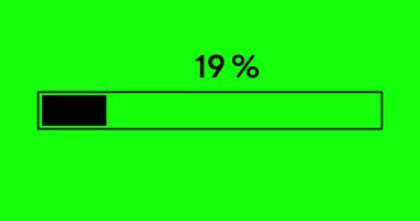 Basit siyah ilerlemesi ya da yükleyici çubuk animasyonu. Yeşil arka planda 0 'dan 100' e kadar yükleme çubuğu var. 4K çözünürlük canlandırması.