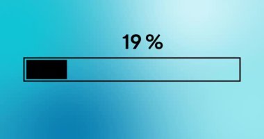 Basit siyah ilerlemesi ya da yükleyici çubuk animasyonu. Yükleyici çubuğu 0 'dan 100' e gradyan mavi monokrom ters bulundu. 4K çözünürlük canlandırması