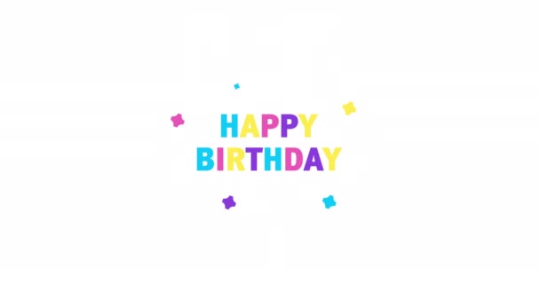 Feliz Cumpleaños Animación Colorida Simple Aislado Sobre Fondo Blanco Letras — Vídeo de stock