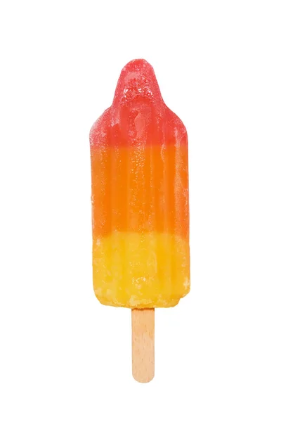 배경에 아이스크림 스틱에 노란색 주황색 빨간색 아이스크림 아이스크림 — 스톡 사진