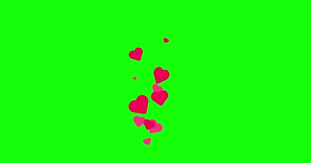 Sociální Média Živý Styl Animované Jasně Růžové Srdce Izolované Zeleném — Stock video