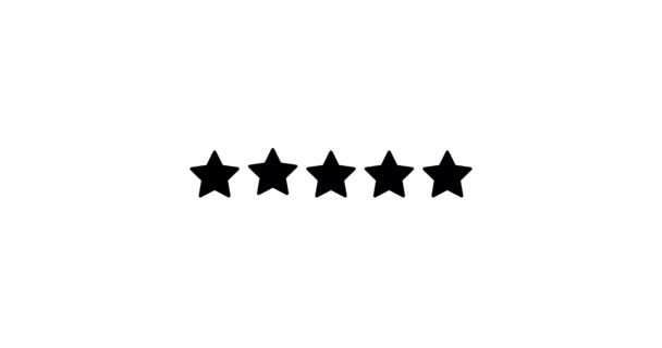 Five Stars Rating Animation Set Stars Five Star Rating White — Stock Video
