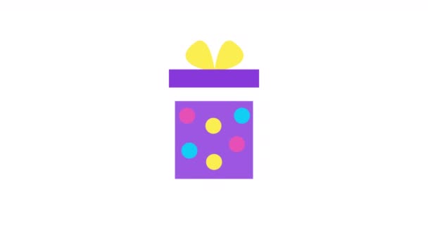 Einfache Bunte Geschenk Icon Schleifen Animation Geschenk Symbol Oder Zeichen — Stockvideo