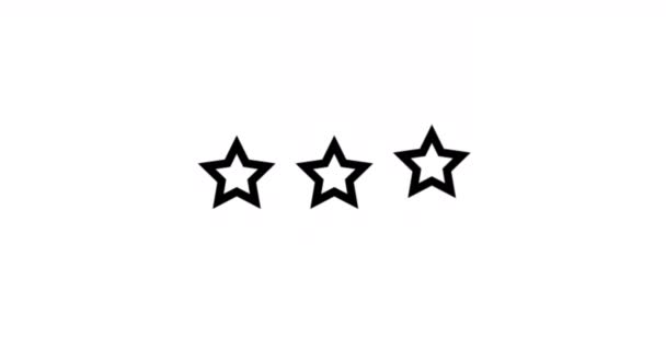 Анимация Рейтингом Три Звезды Набор Звёзд Рейтинг Трех Звёзд Белом — стоковое видео
