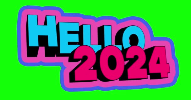 안녕하세요 2024 타이포그래피 애니메이션 연시에 적합한 받으세요 배경에 해상도 비디오 — 비디오
