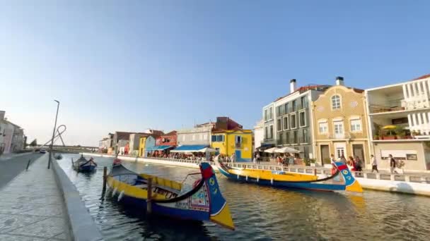 Aveiro Πορτογαλία 2023 Θέα Στο Τουριστικό Τουριστικό Τουριστικό Σκάφος Aveiro — Αρχείο Βίντεο